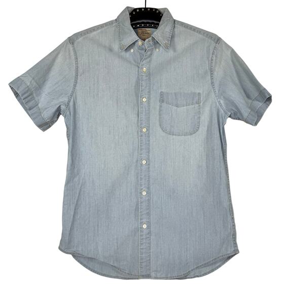 J. Crew Light Wash Chambray Short Sleeve Button Up Shirt Small - Picture 1 of 10